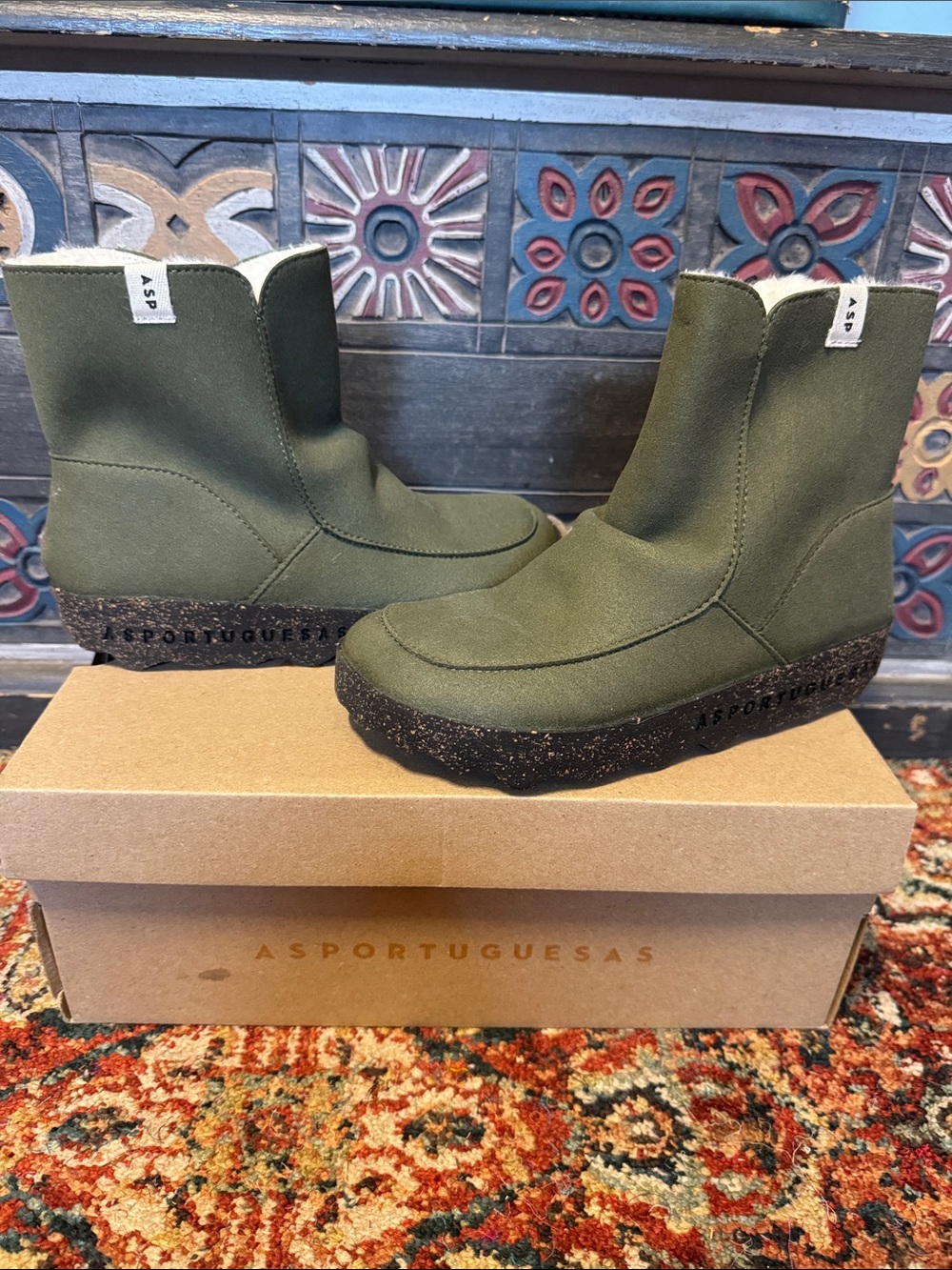Asportuguesas Olive Green Wedge Booties